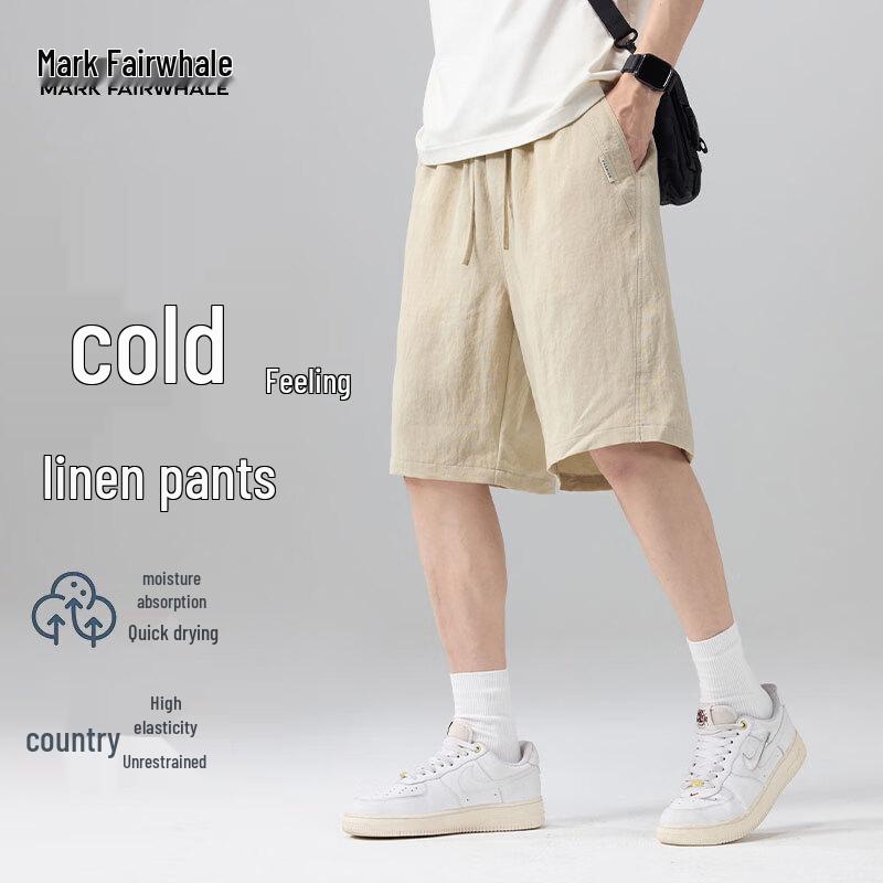 MARK FAIRWHALE Men s 2026 Summer Quick-Dry Lyocell Linen Blend Shorts XL