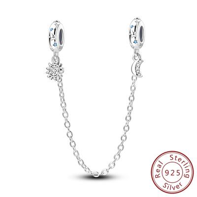 Charms Original Copper Safety Chain Sun Moon Stars Beads Fit Bracelet Women Jewelry Diy Fine Gift Accessory