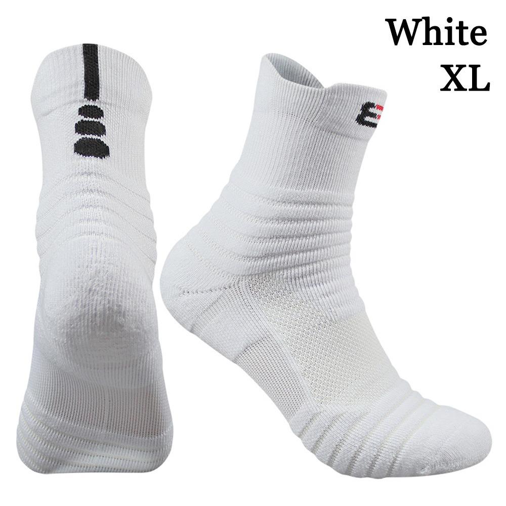 

Short Long Tube Sports Socks Sweat Absorption Soccer Basketball Elastic Socks Men Women XL белый