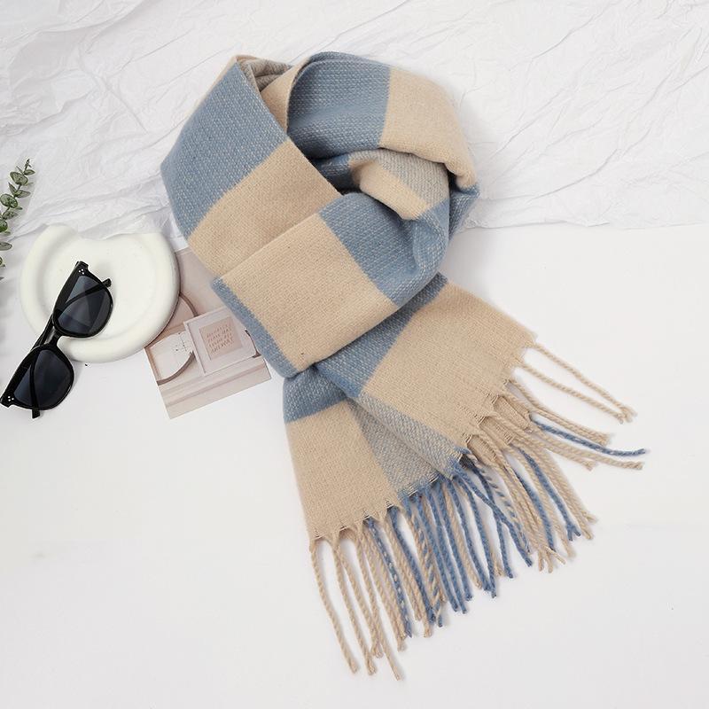 New Korean Style Classic Plaid Scarf for Women in Autumn and Winter Thickened and Warm  Versatile Shawl for Students To Wear As A Scarf