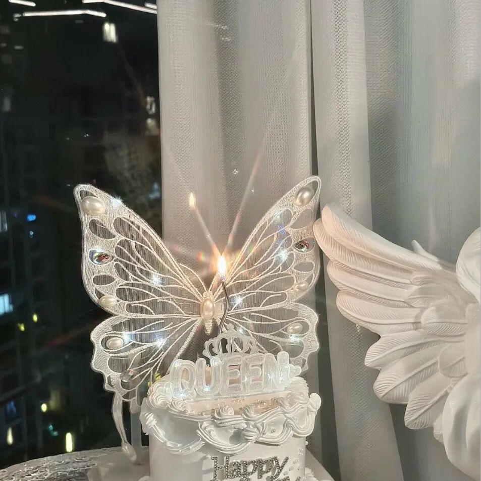 Luminous Butterfly Embroidery: Valentine's Cake Decoration & Fairy Figurine Gift