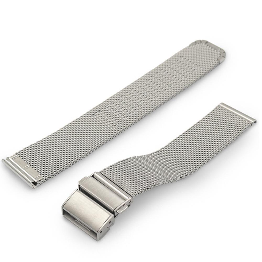 20mm Polished Stainless Steel Mesh Watch Bands Quick Release Watch Strap Silver