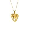Copper-Plated Gold Peach Heart Angel Wings Necklace with Openable Diamond Inlaid Pendant
