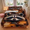 3pcs Raccoon, Autumn Leaves Duvet Cover Set - Machine Washable, Includes 1 Cover and 2 Pillowcases, No Core Included yy251013096