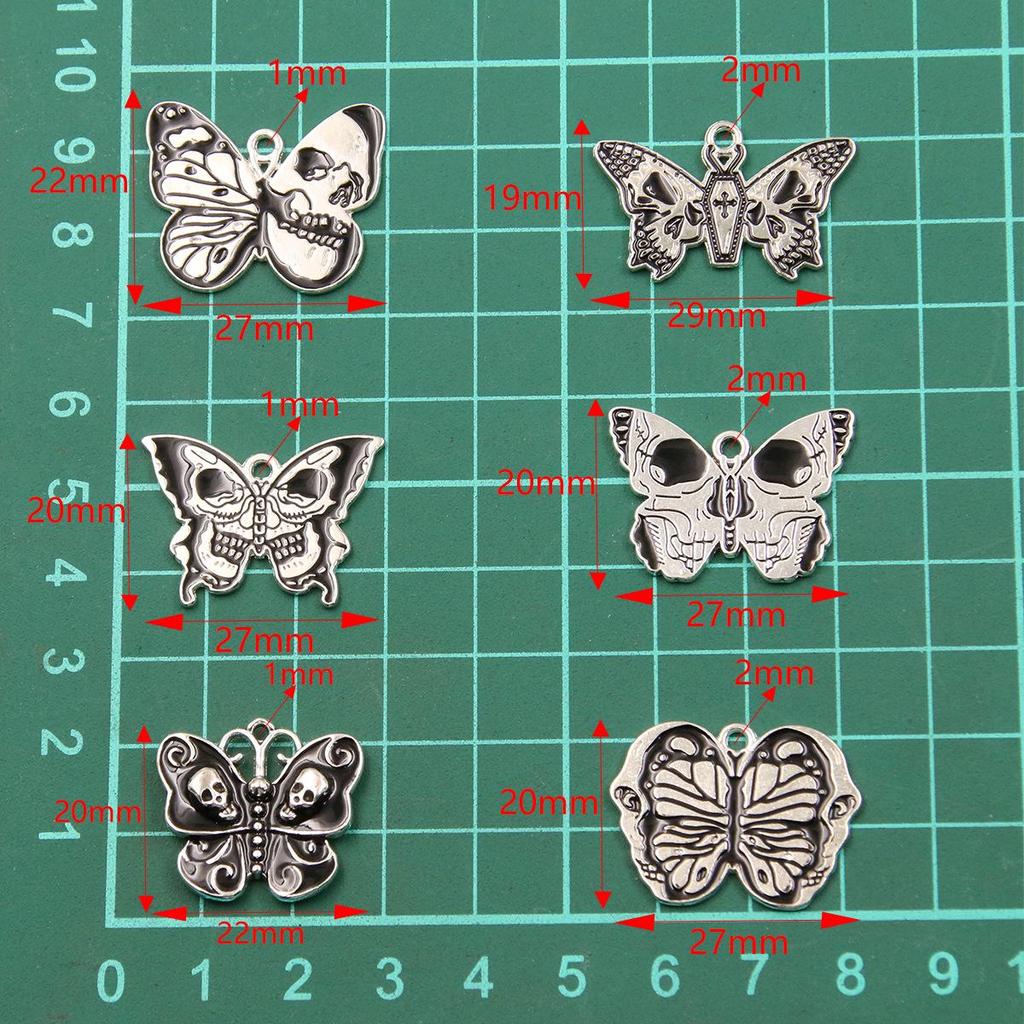 6 Styles European and American Mysterious Black Butterfly Alloy Pendant Charm