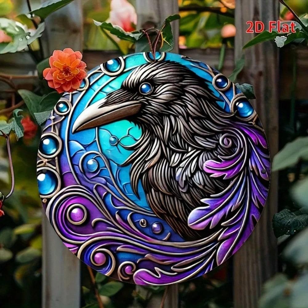 

Vintage Halloween Christmas Raven Metal Wall Art Decor Holiday Gift 20x20