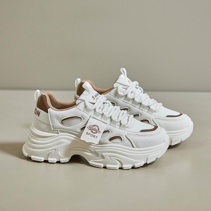 

New dad shoes women s spring student sports running casual shoes have increased thick soles 40 бежевий