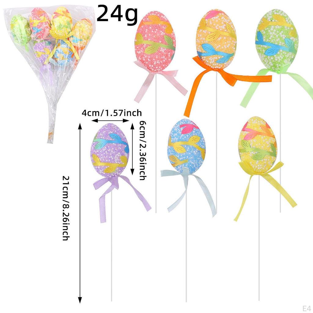 6 Pieces Easter Egg Picks Branches Art Crafts Decoration Cake Topper Sticks for Holiday
