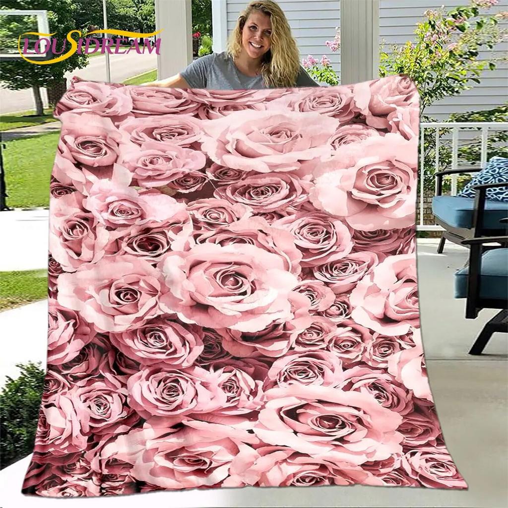 Newest 3D Rose Flower Sunflower Blanket,Flannel Blanket Throw Blanket,Sherpa Warm Blanket for Living Room Bedroom Beds Sofa Gift