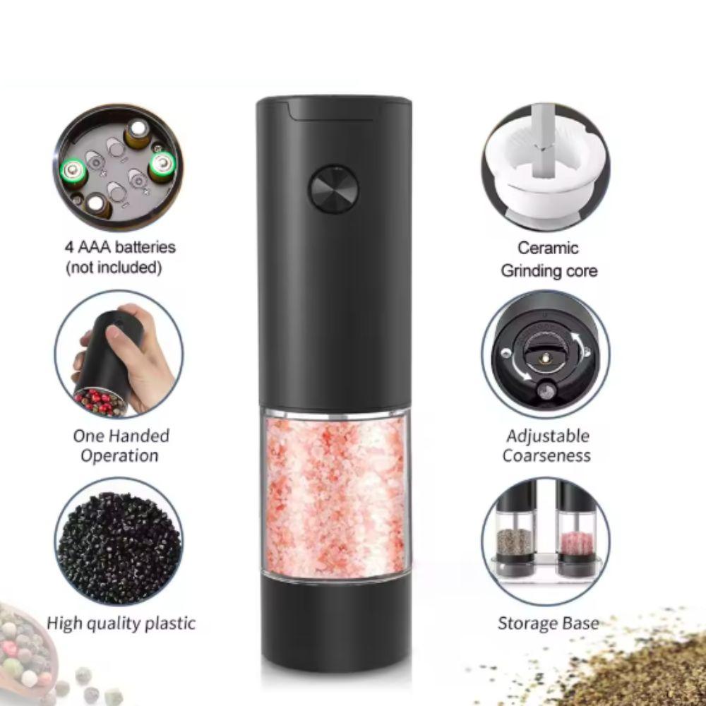 With Adjustable Coarseness Automatic Spice Mill Refillable Salt and Pepper Grinding Bottle Cooking