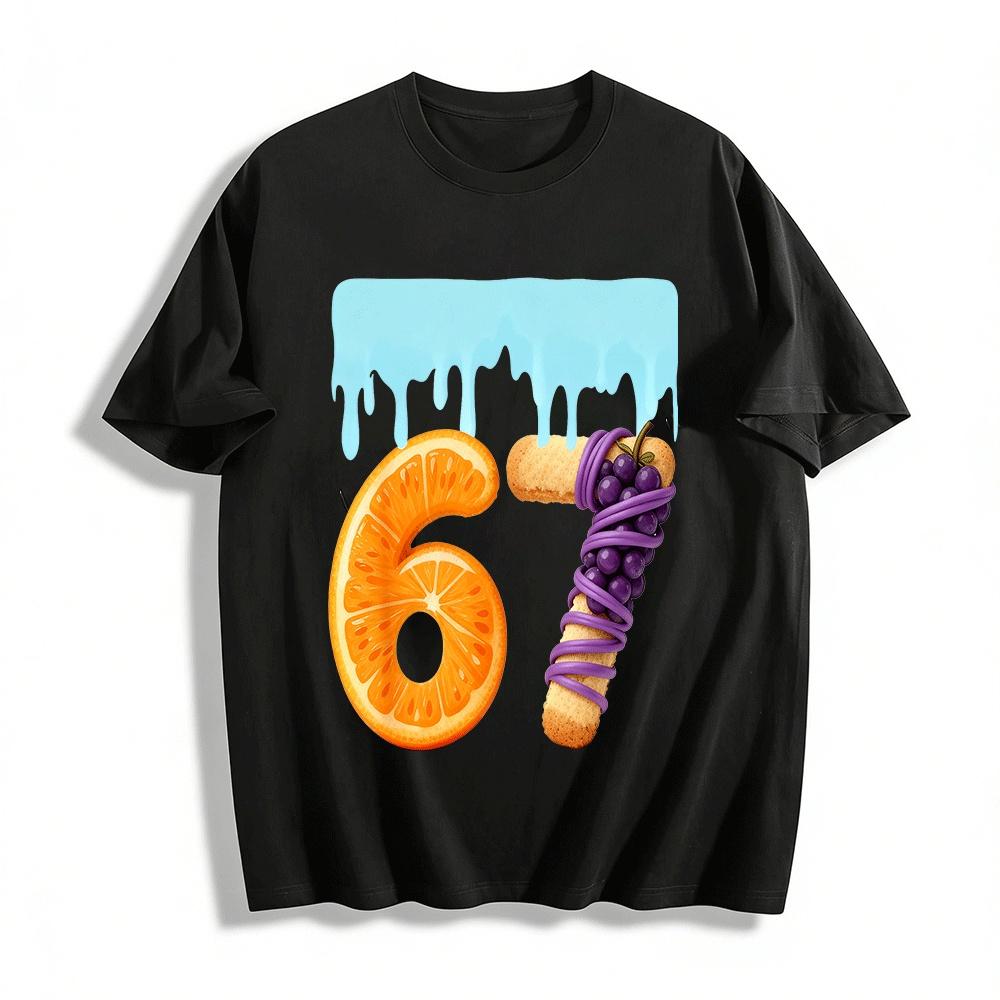 Fruit Number 67 Print Casual Top For Men And Women Pure cotton T-shirt XXS