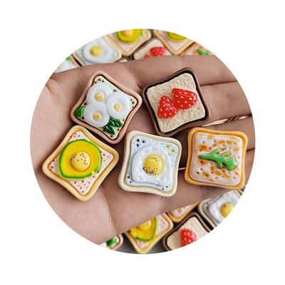Kawaii Toast Flat Back Resin Cabochon Scrapbooking Fit Phone Deco Parts DIY Craft Miniature Doll House Accessories