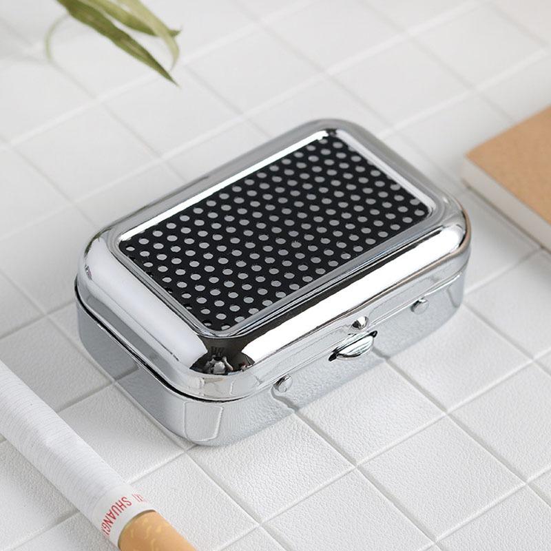 Portable Pocket Ashtray with Lid, Stainless Steel Metal Car Ash Tray, Mini Travel Cigarette Ash Holder for Outdoor Use