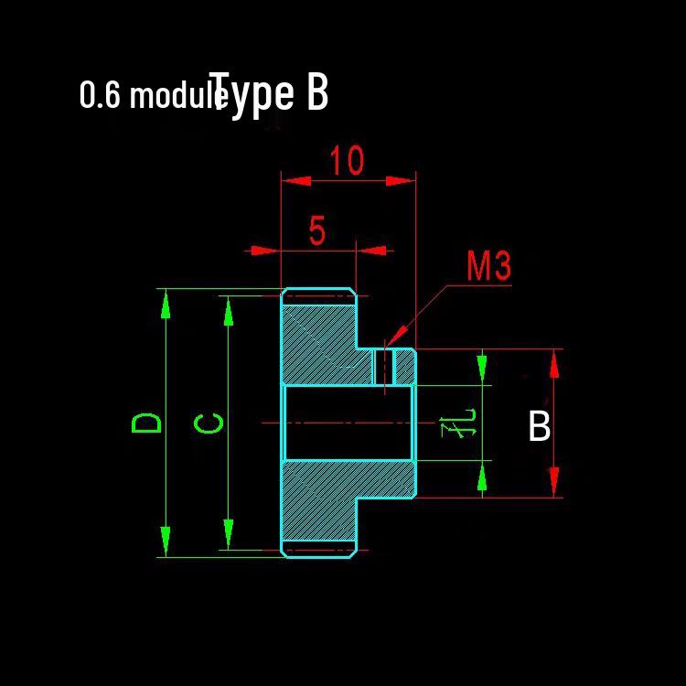 Copper 0.6 Module 16-59 Tooth National Standard Cylindrical Motor Gear Set