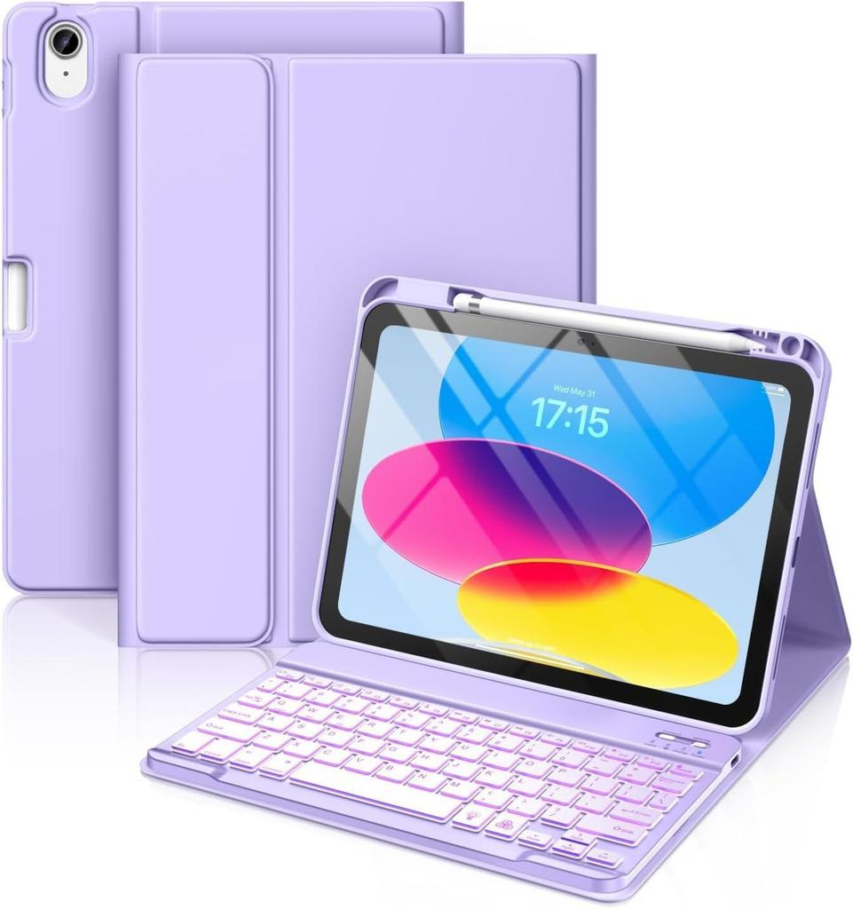 iPad A16 Backlit Bluetooth Keyboard Case for Air 1 10.9" with Pencil Charging Slot