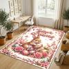 Easter Bunny Theme Crystal Velvet Rug Personalized Custom Name Text Soft Floor Mat Home Decor