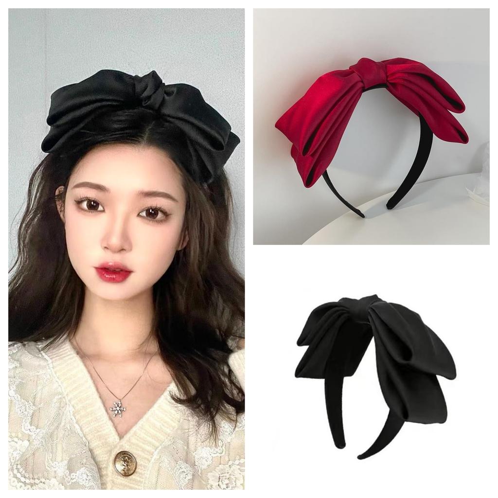Vintage Black Big Bow Headband Beautiful Women's Wide Hairband Accessory Girls' Able Hair Hoop Bezels for Stylish Hairdo