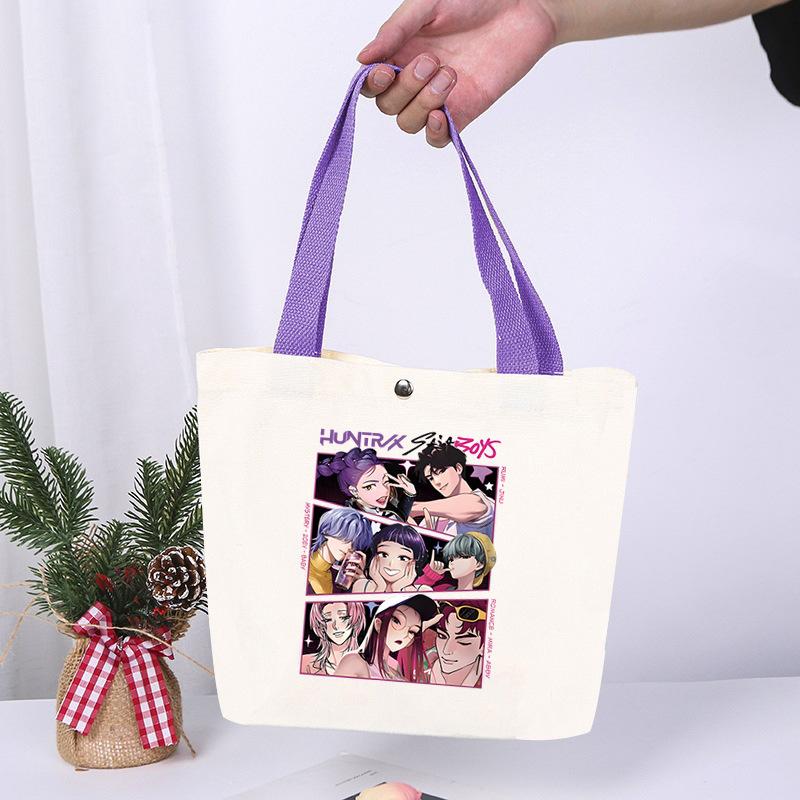 K-Pop Animation Cartoon Printing High Value Fashion Simple Canvas Bag Going Out Portable Shopping Bag Handbag