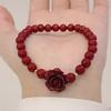 2025 Popular Cinnabar Rose Transport Bracelet, Featuring A Rose Single Circle Design and A Fashionable and Versatile Hand Accessory for Both Men