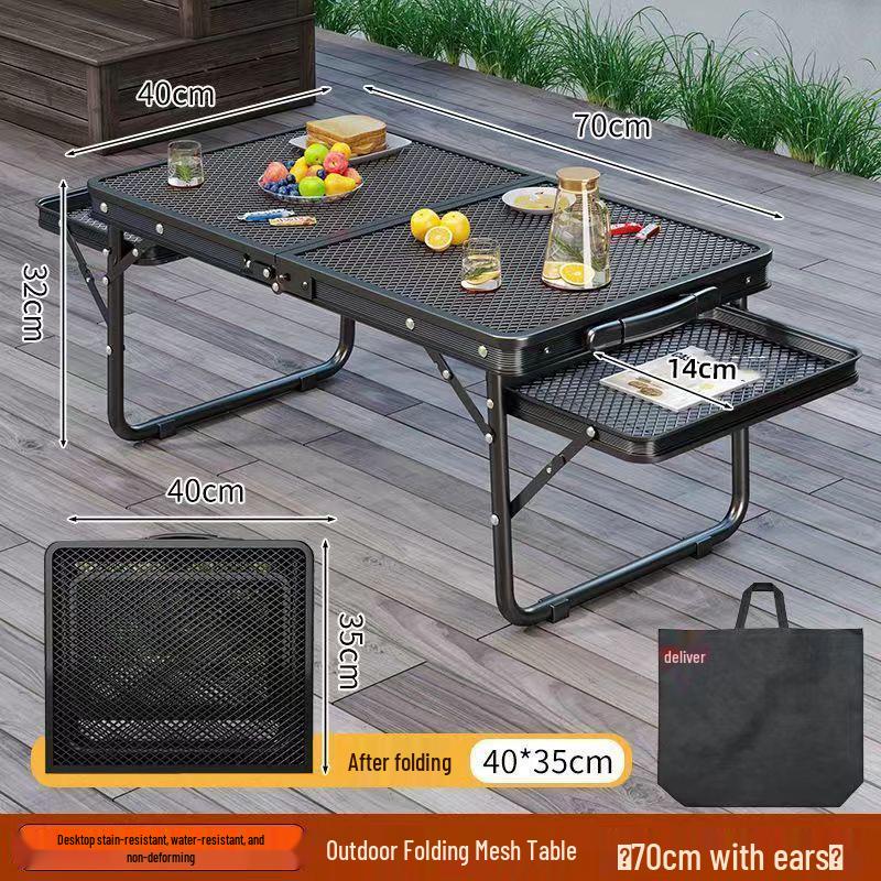 Tavolo da Picnic Pieghevole Portatile in Alluminio per Barbecue e Campeggio