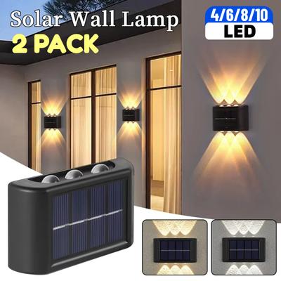 Solarbetriebene Gartenwandleuchte Außen Wasserdicht 6LED/4LED/8LED/10LED Perlen Auf-Ab-Lampe für Straße Terrasse Zaun Hof Wanddekoration