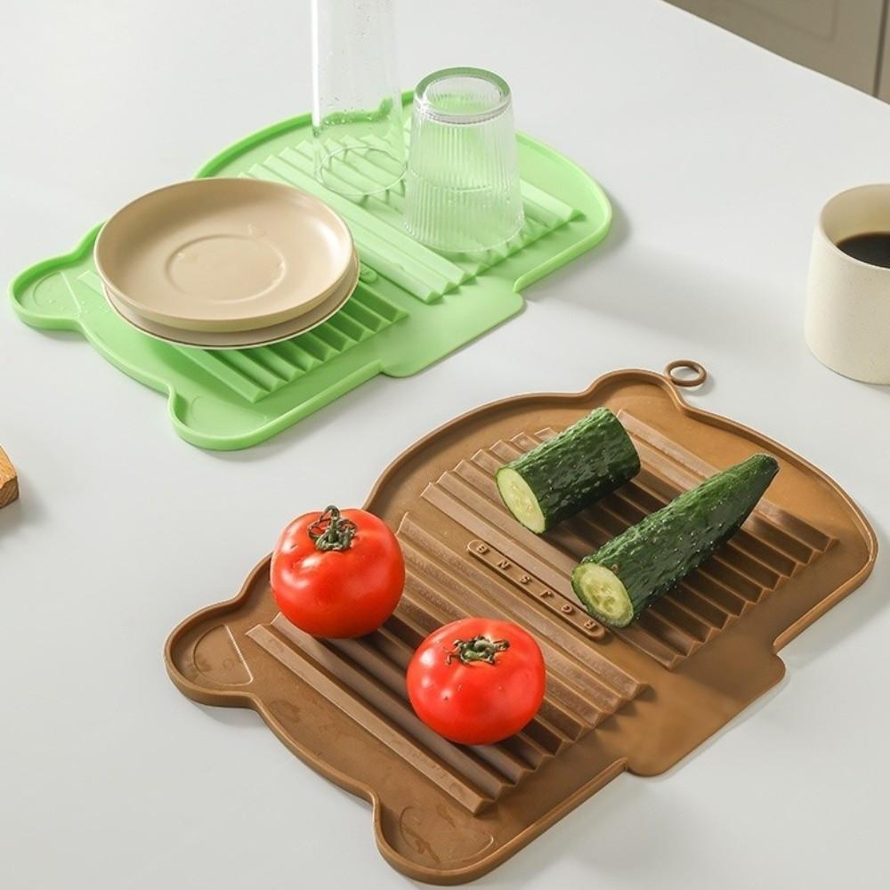Draining Design Dish Drying Mat Non-Slip Base Heat Resistant Trivet  Kitchen Use