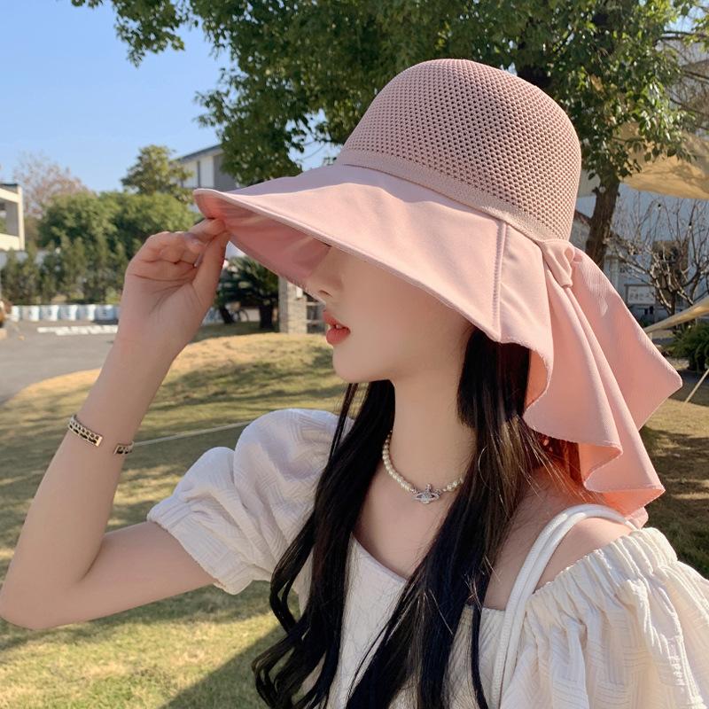 Summer New Hat Women's Outdoor Travel Sun Protection Sun Hat Mesh Breathable Shawl Hat Sun Hat