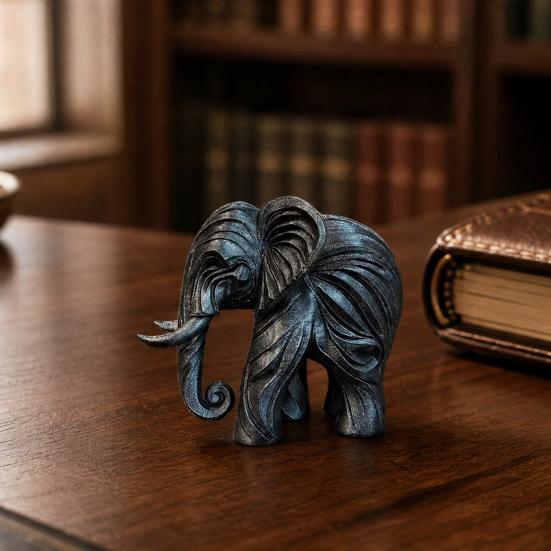 3D Printed Elephant Figurine, One-Piece Molding, Cute Simulated Elephant Model, Desktop Ornament for Home, Bookshelf Decoration