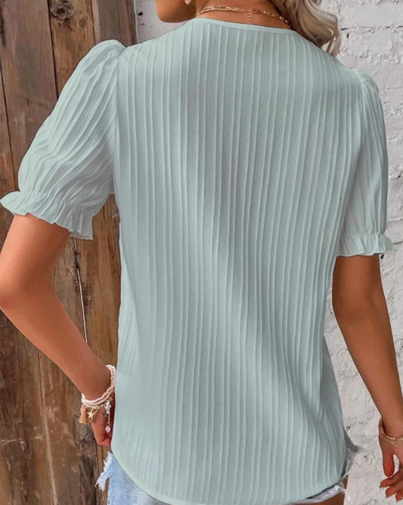 Sommerurlaub Mode Kurzarm Hohl Damen Shirt