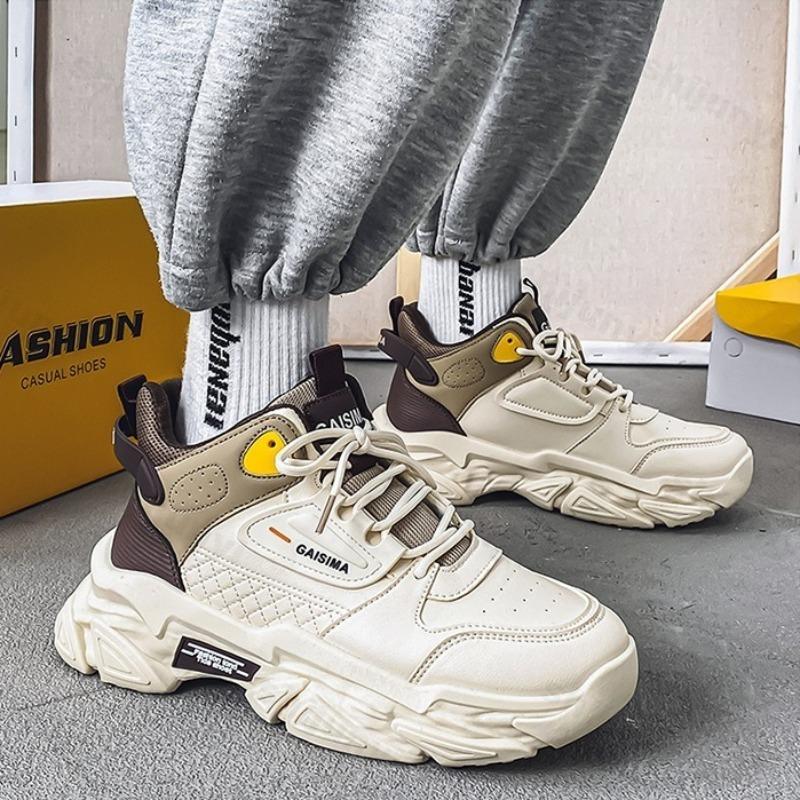 Fashion Niche Design Men's Thick Soled Casual Sports Shoes 2025 Autumn Fashion Trend Versatile Mesh Comfortable Low Top Chunky sneakers