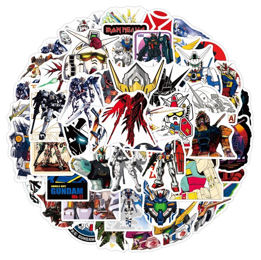 50Pcs Gundam Cartoon Graffiti Stickers Waterproof Diy Decals For Phone Laptop Skateboard Notebook Water Bottle Ipad Car Decor