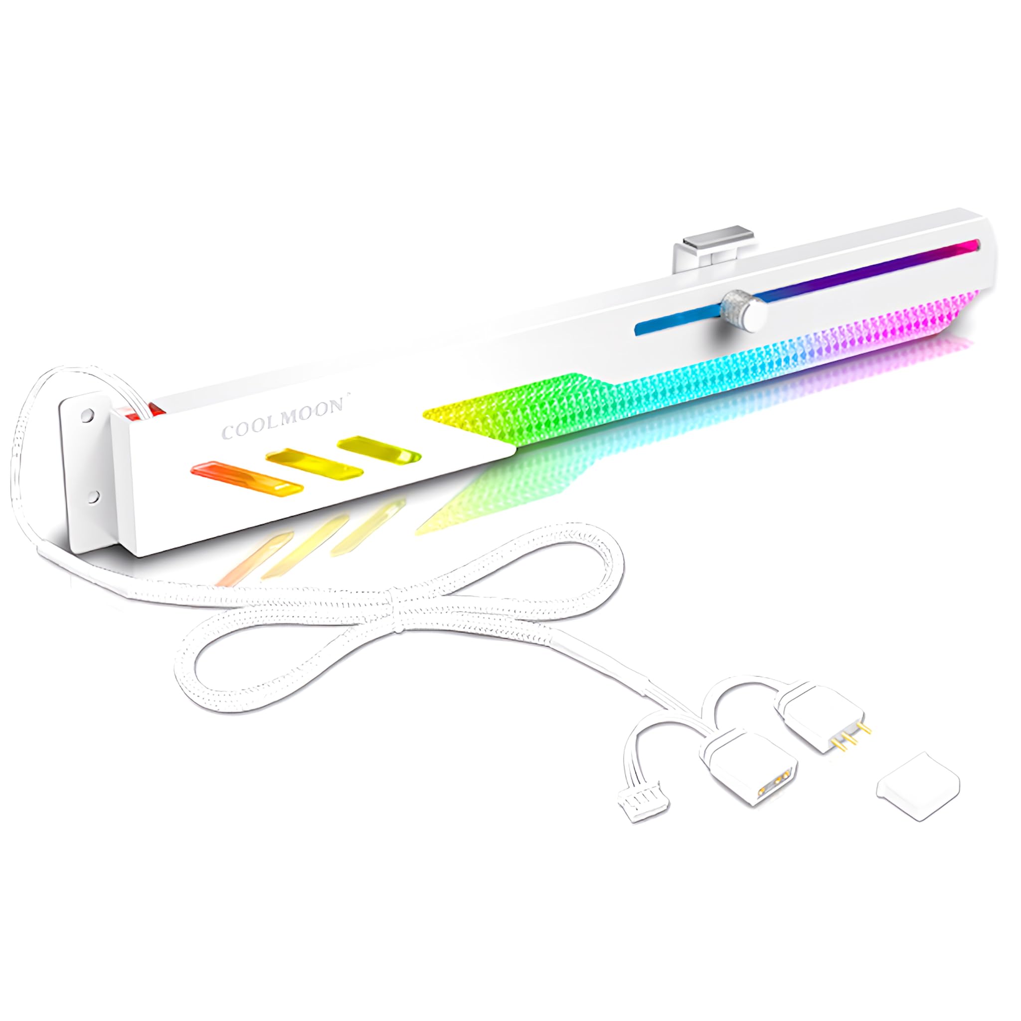 

Small Lab COOLMOON Graphics Card GPU LED ARGB 5V Bracket, Holder, 3-pin, 28cm, Support, Anti-Drop, Anti-Fall (White) білий