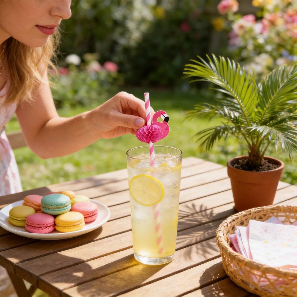 Degradable Pineapple Pattern Paper Straw For Party Drinks And Cake Decor