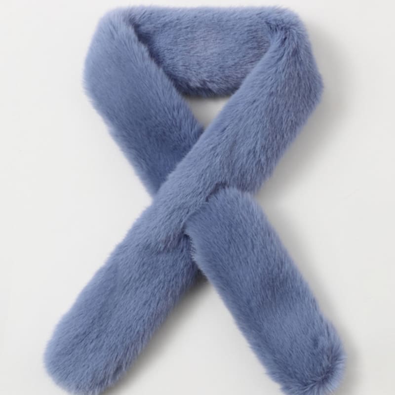 LALA Fur Scarf Petite Blue
