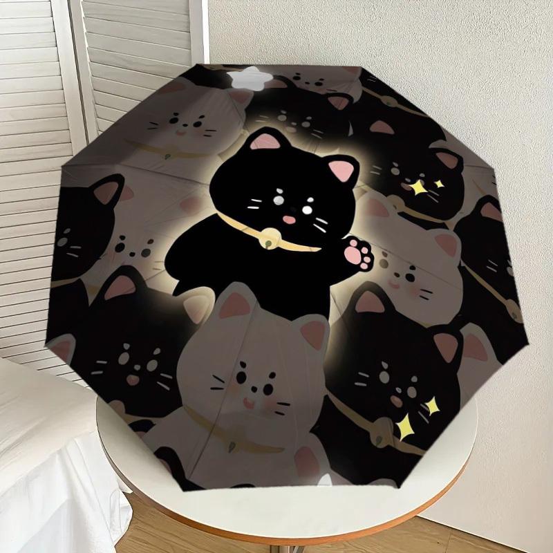 

1pc Maneki-neko Cats Pattern Umbrella with Plastic Handle,Suitable for All Seasons Home Travel Outdoor UmbrellaDD1504