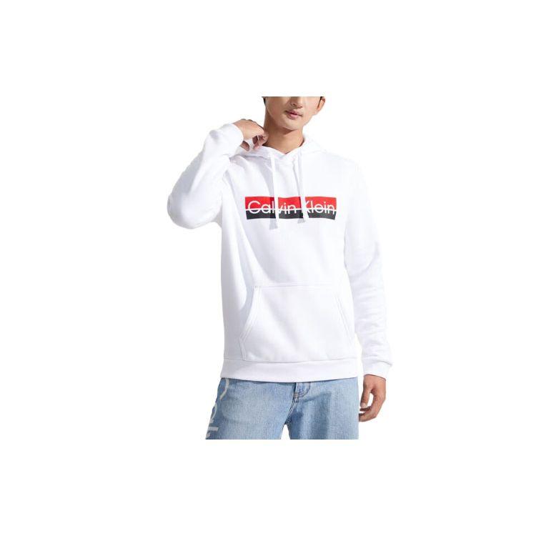 

Calvin Klein Letter Print Fleece Casual Hooded Pullover Sweatshirt Men sweatshirt Moonlight-White 40QC402-YAA S