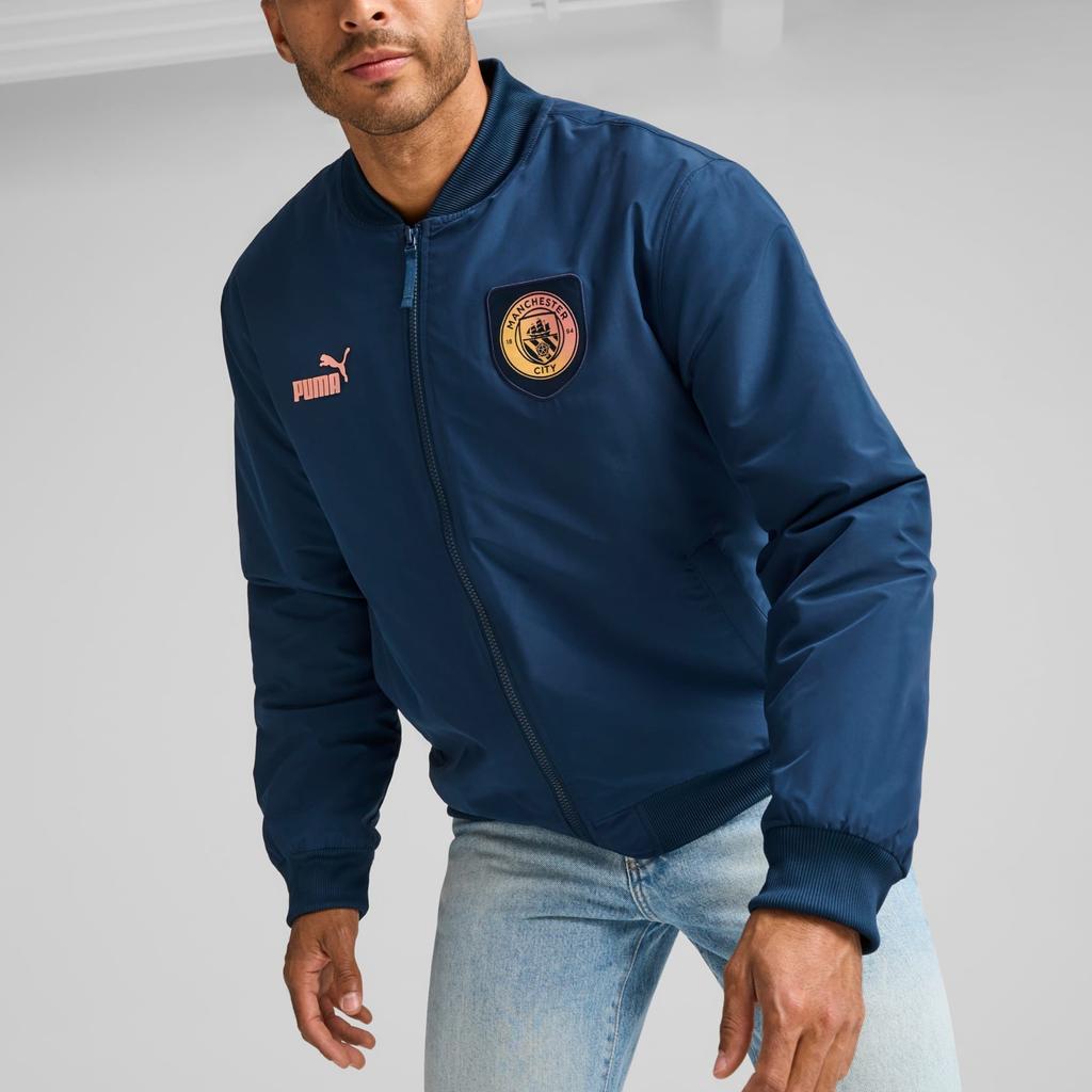 Puma Manchester City FW24 Outdoor Casual Sports Zip Collar Jacket Men jackets Ocean-Blue 778216-54