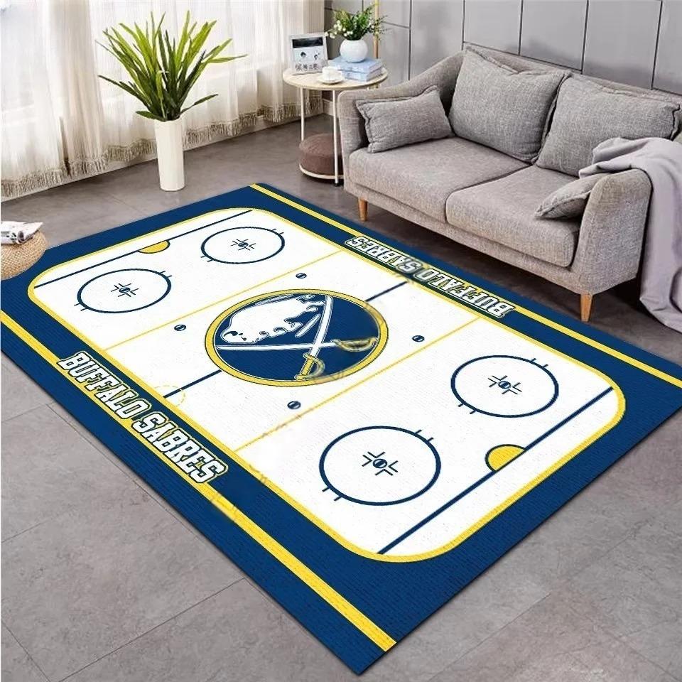 3D Hockey Rug, Ice Hockey Carpet Non-Slip Machine WashableDoormat, Sport Themed Floor Mat for Living Room Dining Room Game Room