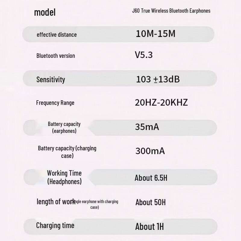 Jingweidu J60 True Wireless Bluetooth Earbuds