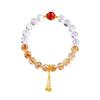 S925 Sterling Silver White Crystal, Red Agate & Yellow Phantom Quartz Women's Bracelet - Attract Love & Elegance