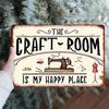 Metal Tin Sign Vintage Craft Room Wall Art 7.8x11.8 Inch Rustic Home Decor Sewing Illustration Durable Tin Sign for Bathroom Bedroom Halloween
