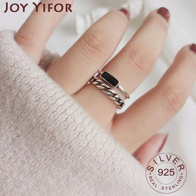 Minimalist Silver Color Engagement Rings for Women Fashion Simple Chain Geometric Birthday Party Jewelry Gifts