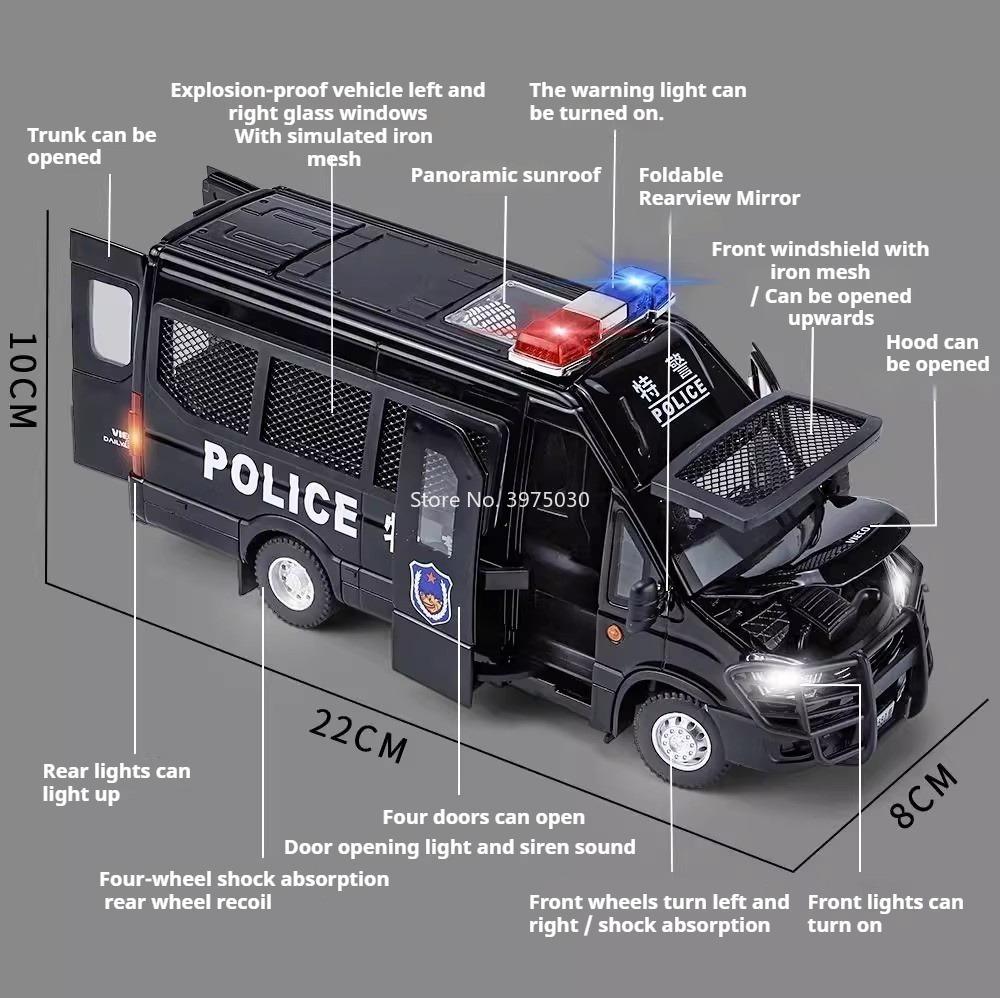 1:24 Scale School Bus Ambulance Police Car Models Toys Cars with Pull Back Light Sound Miniature Vehicle Children's Day Gifts