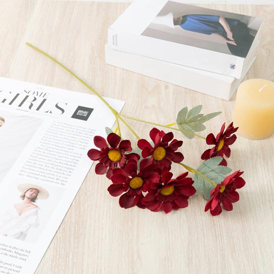 1Pc Fake Flower Handmade 6 Heads Portable DIY Decoration Simulation Chrysanthemum for Party