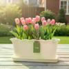 Rektangulær Plantekrukke med Bølget Kant og Underfad Tyk Holdbar UV-Resistent Perfekt til Balkon Terrasse Blomster Krydderurter Havearbejde