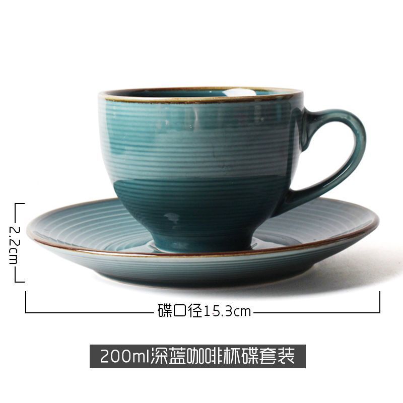 

Кофейные чашки, тарелки, керамические кружки, домашний винтажный набор для послеобеденного чая, изысканные скандинавские цветочные чайные чашки, роскошная посуда для питья, кухня, столовая 200ml темно-синий