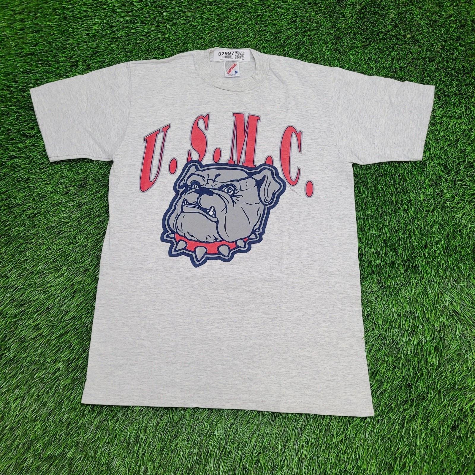 

Vintage 80s USMC Marine Corps Shirt S/M 18x27 Gray Bulldog M