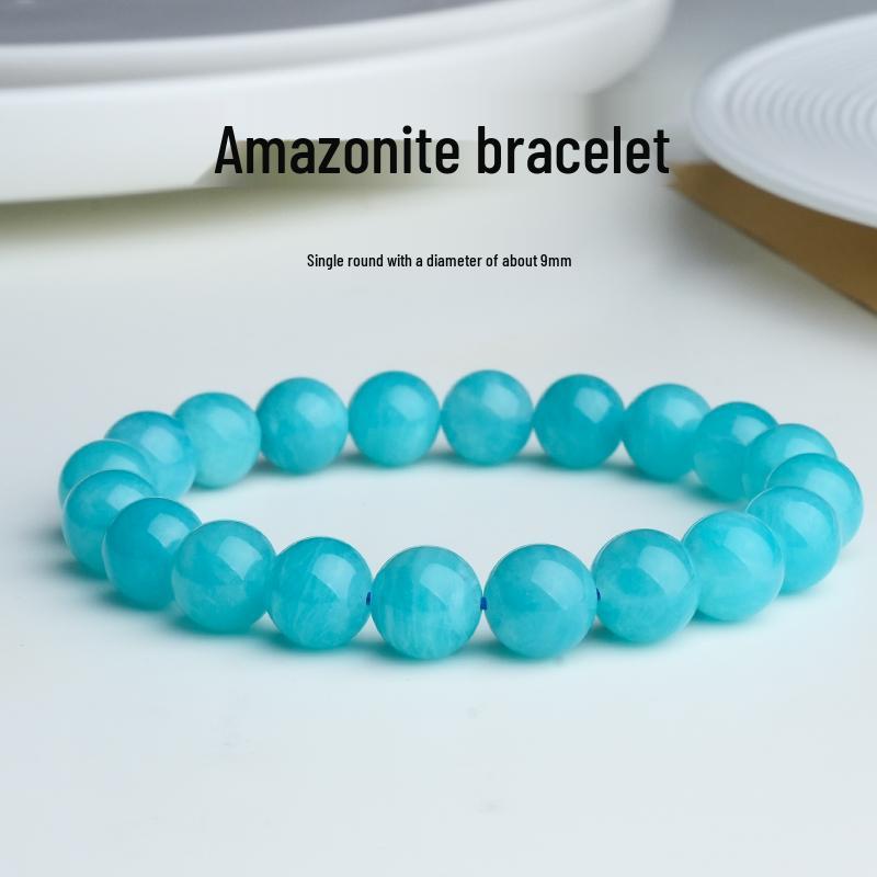 Amazonite & Blue Crystal Beaded Bracelet - Unisex Birthday Gift