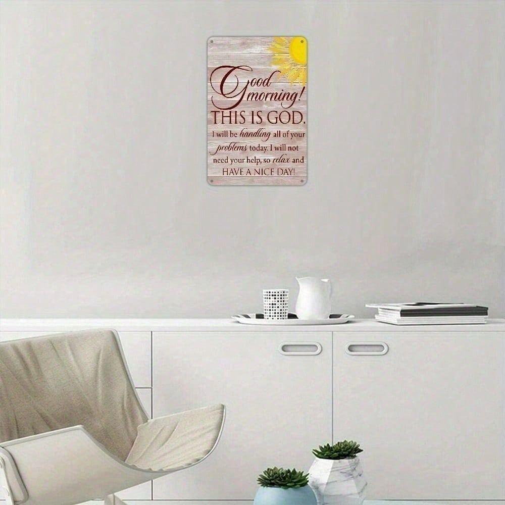 

Vintage Metal Sign Good Morning God Wall Art for Living Room