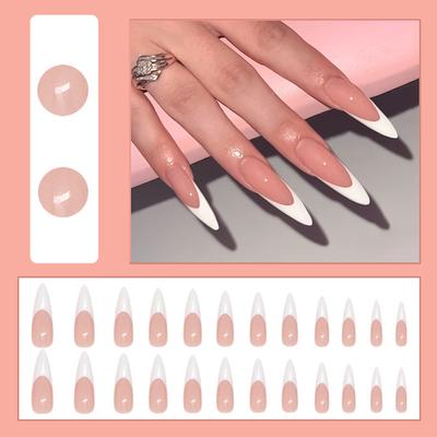 24pcs Milky White Press On Nails French Style Fake Nails Artificial Nail Tips For Women Daily Wear Wearable Acrylic False Nails